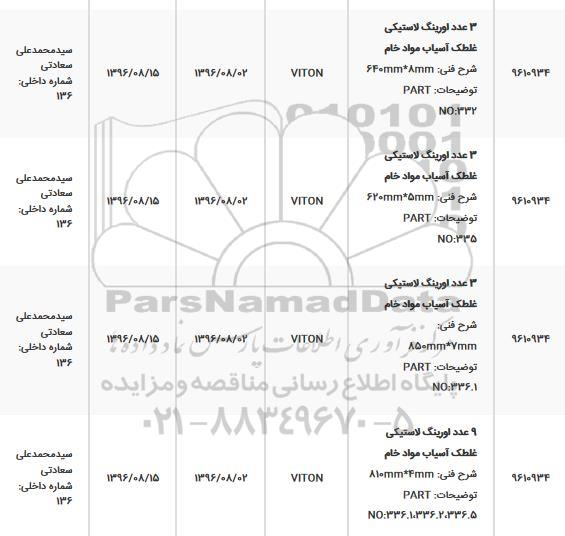 استعلام ، استعلام 3 عدد لورینگ لاستیکی غلطک آسیاب مواد خام