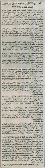 مزایده,مزایده 1500 سهم از شش هکتار از 68 سهم از 128 سهم پلاک ثبتی