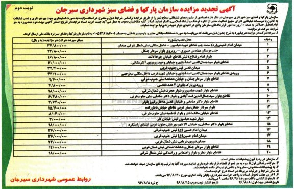 تجدید مزایده, مزایده تعدادی از بیلبوردهای تبلیغاتی سطح شهر - نوبت دوم 