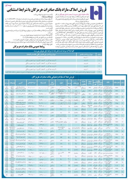 مزایده , مزایده فروش تعدادی از املاک مازاد
