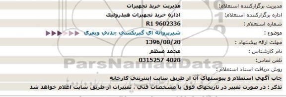 استعلام, استعلام شیر پروانه ای گیربکسی چدنی ویفری