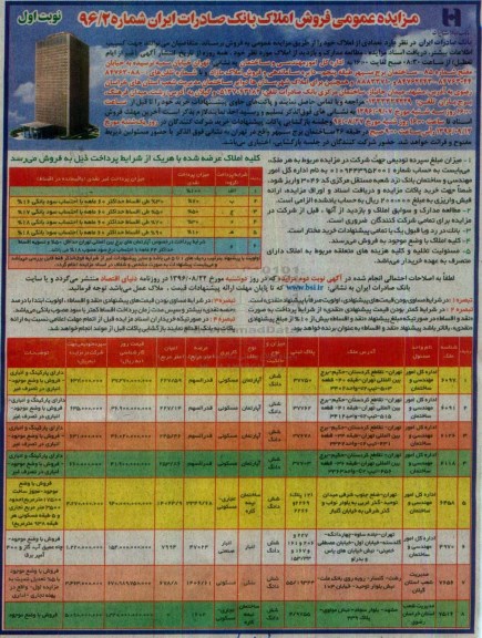 مزایده,مزایده عمومی فروش تعدادی از املاک