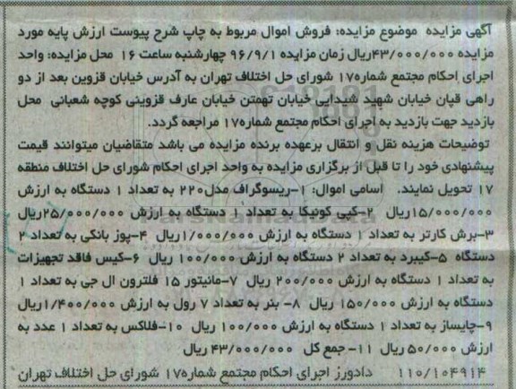 مزایده, مزایده ریسوگراف ....