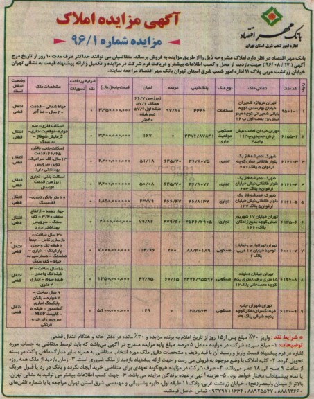 مزایده,مزایده فروش املاک کاربری مسکونی تجاری مستغلات