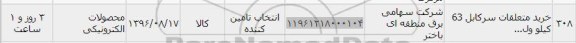 استعلام , استعلام ​خرید متعلقات سر کابل 63 کیلوولت