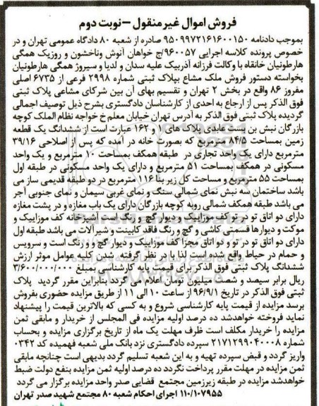 مزایده,مزایده ششدانگ زمین مساحت 84.5متر