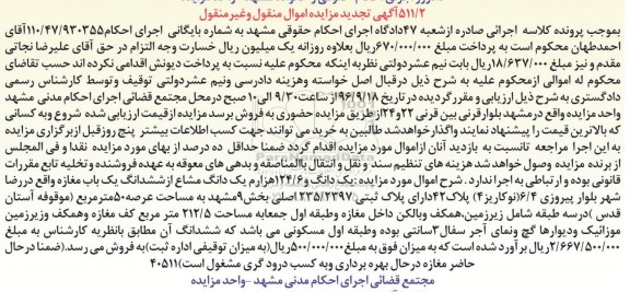 مزایده,مزایده یک دانگ و 124.6 هزارم یک دانگ مشاع از مغازه 