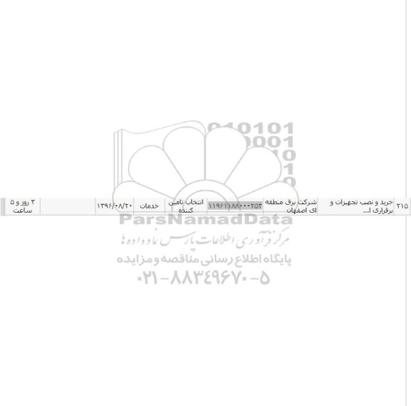 استعلام, استعلام خرید و نصب تجهیزات 
