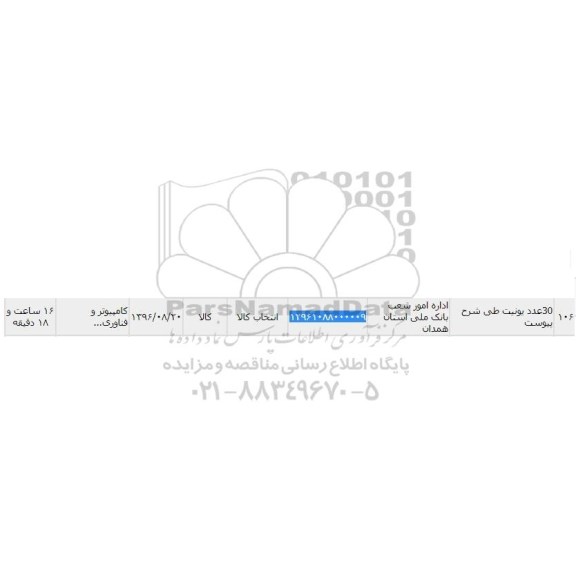 استعلام, استعلام 30 دستگاه یونیت 