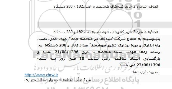 الحاقیه مناقصه، مناقصه تهیه، حمل، نصب و راه اندازی دستگاه کنتور هوشمند