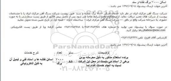استعلام, استعلام اسکن 7000 برگ نقشه و سند 