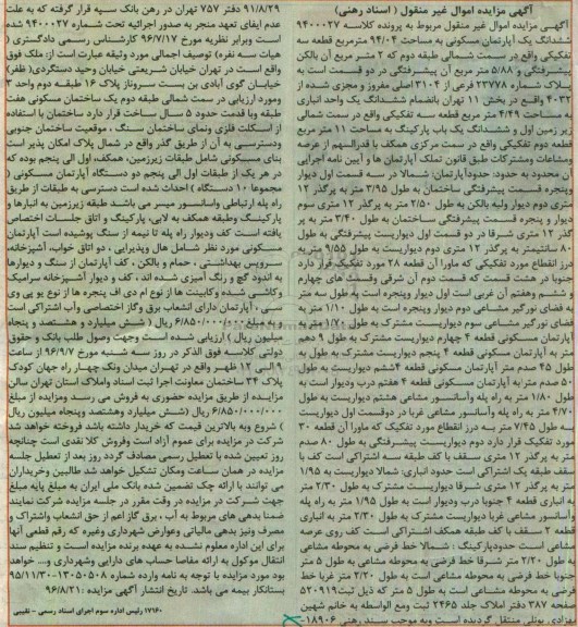 مزایده,مزایده ششدانگ اپارتمان مسکونی 94.04متر