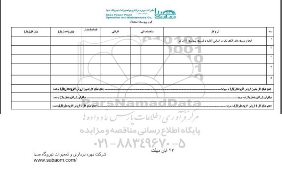 استعلام , استعلام انجام تست های الکتریک بر اساس آنالیز 