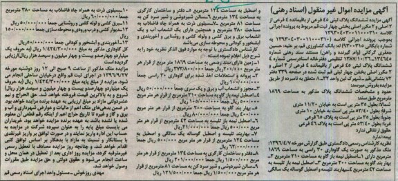 مزایده,مزایده ششدانگ پلاک ثبتی مساحت 1869متر