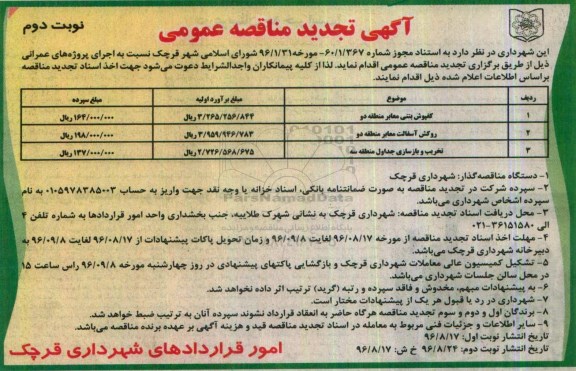 آگهی مناقصه عمومی , مناقصه کفپوش معابر منطقه دو.... تجدید نوبت  دوم 
