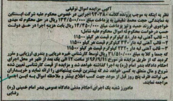 مزایده, مزایده قالب آهنی لبه دار