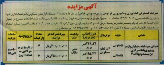 مزایده,مزایده دو دستگاه آپارتمان مسکونی با موقعیت اداری
