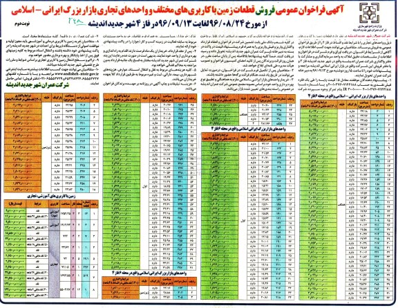مزایده,مزایده فروش قطعات زمین با کاربری های مختلف نوبت دوم 