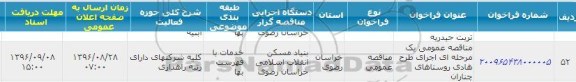 آگهی مناقصه یک مرحله ای , مناقصه عمومی یک مرحله ای اجرای طرح هادی روستاهای توابع 