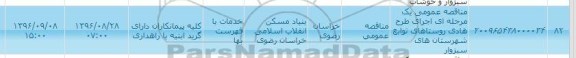 آگهی مناقصه یک مرحله ای , مناقصه عمومی یک مرحله ای اجرای طرح هادی روستاهای توابع , سامانه تدارکات الکترونیکی دولت