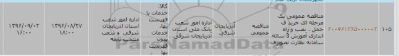 مناقصه, مناقصه خرید، حمل، نصب و راه اندازی آموزش 3 ساله سامانه نظارت تصویری
