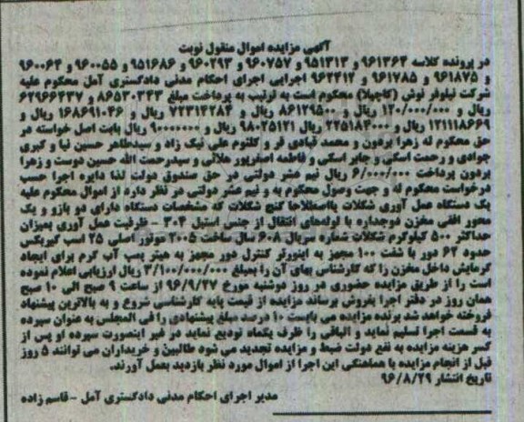 مزایده , مزایده فروش یک دستگاه عمل آوری شکلات
