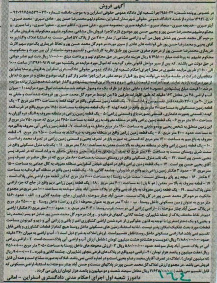 مزایده,مزایده ماترک 40 من آب و اراضی مشاعی