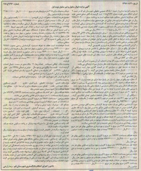 مزایده,مزایده سرقفلی دو باب مغازه نوبت اول