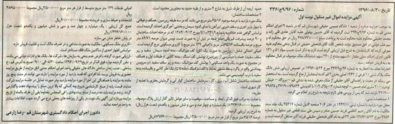 مزایده,مزایده مقدار 80 سهم مشاع از 240 سهم ششدانگ ملک