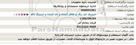 استعلام ,استعلام اسپری ضد زنگ و ظاهر کننده و پاک کننده