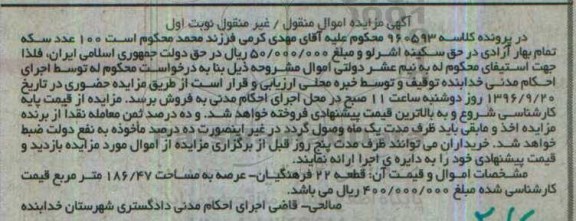 مزایده,مزایده قطعه 22 فرهنگیان عرصه 186.47متر 