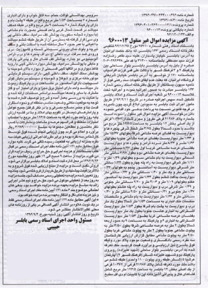 مزایده,مزایده پلاک 21287 فرعی مساحت 126.5متر