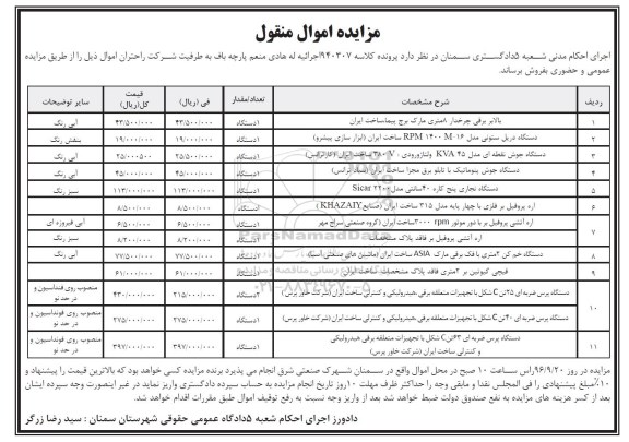 مزایده ,مزایده بالابر چرخدار و ...