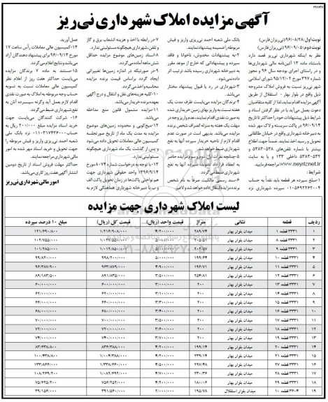 مزایده,مزایده فروش املاک نوبت دوم 