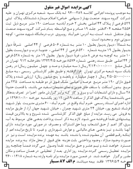 مزایده,مزایده پلاک ثبتی مساحت صد و نود متر 