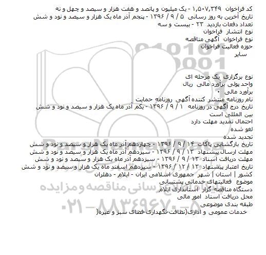 آگهی مناقصه, مناقصه فعالیتهای خدماتی پشتیبانی    