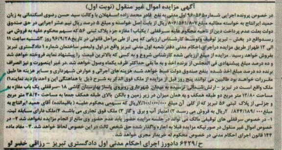 مزایده,مزایده سرقفلی مغازه مساحت 12.80متر