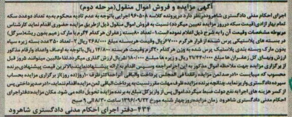 مزایده, مزایده تعداد 80 بسته زعفران - مرحله دوم