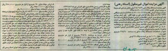 مزایده,مزایده ششدانگ پلاک ثبتی عرصه 214.60متر
