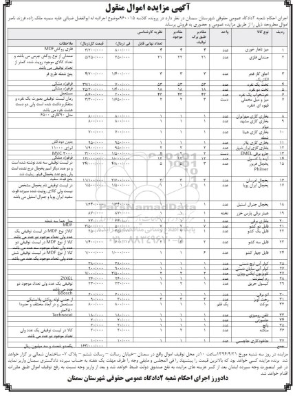 مزایده ,مزایده میز ناهار خوری و ...
