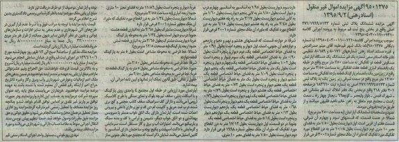 مزایده,مزایده ششدانگ پلاک ثبتی مساحت 250 متر
