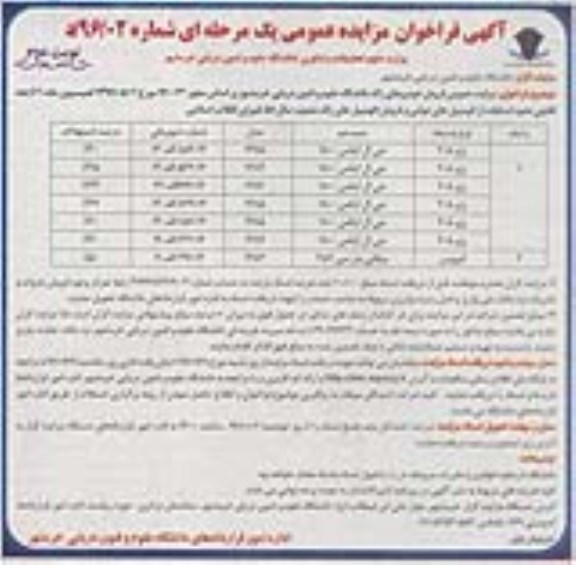 فراخوان مزایده عمومی , فراخوان مزایده عمومی فروش خودروهای زائد  - نوبت دوم 