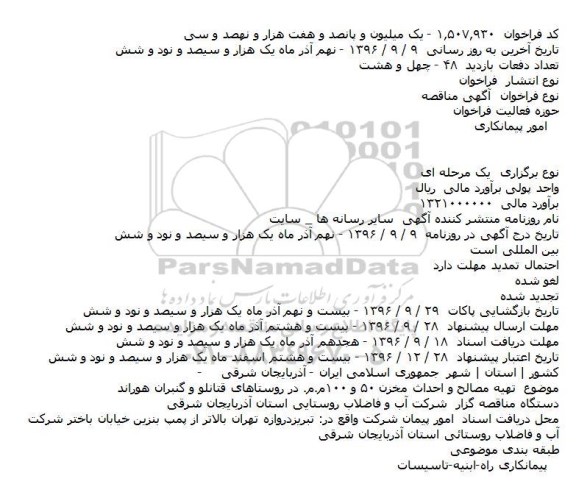 مناقصه,مناقصه تهیه مصالح و احداث مخزن ...