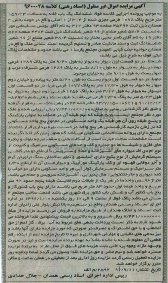 مزایده,مزایده ششدانگ یکباب خانه مساحت 159.23متر