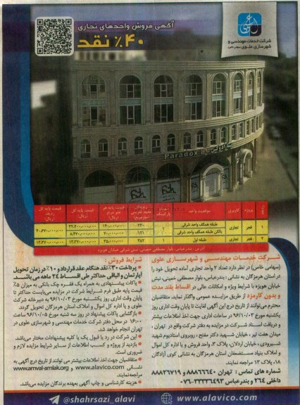 مزایده ,مزایده واگذاری تعداد دو واحد تجاری آماده تحویل