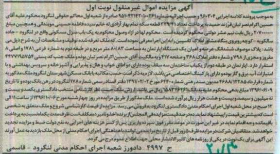 مزایده,مزایده آپارتمان مساحت 80.83متر 