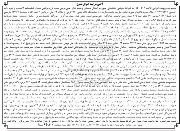 مزایده,مزایده سه قطعه پلاک ثبتی