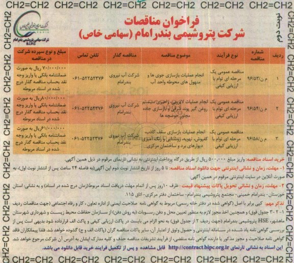 مناقصه, مناقصه انجام عملیات بازسازی جوی ها و منهول های محوطه و... نوبت دوم 
