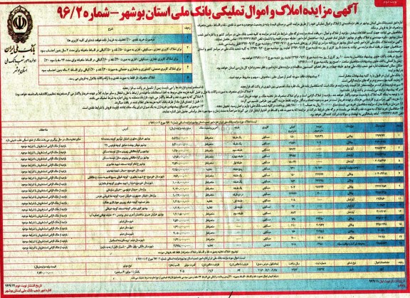 مزایده,مزایده فروش قسمتی از املاک و اموال تملیکی نوبت دوم 