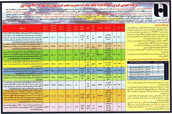 مزایده,مزایده فروش تعدادی از املاک مازاد
